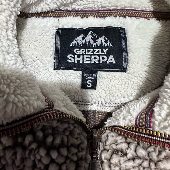 Grizzly Sherpa Brand Men’s Quarter-Zip Fleece Pullover Small Gray Oatmeal Color - Picture 7 of 10